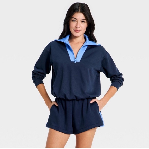 all in motion Tops - Navy and Light Blue Quarter-Zip sweatshirt